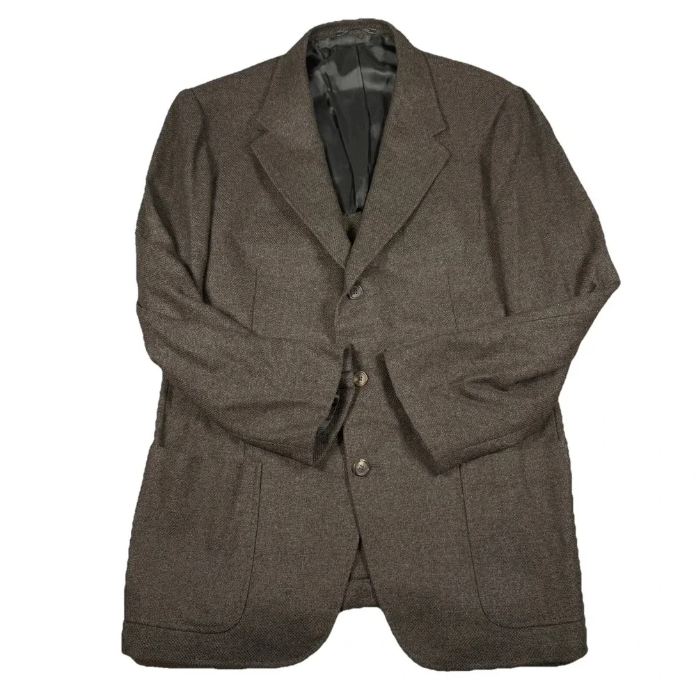 Zanella Blazer Mens 44R Brown Herringbone Wool Cashmere Blend Sports Coat‎ Tweed